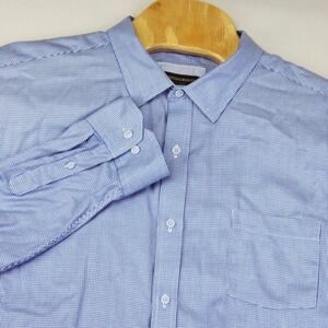 Johnston Murphy Shirt Men's 2XL Blue Geometric Button‎ Down Long Sleeve Cotton